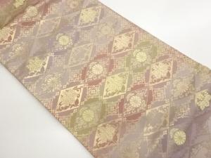 菱に菊・桐模様織出し名古屋帯